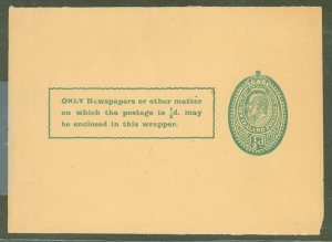 New Zealand  1903 Ed VII 1/2d wrapper on yellowish, clean and neatly folded, flap trimmed a few mm