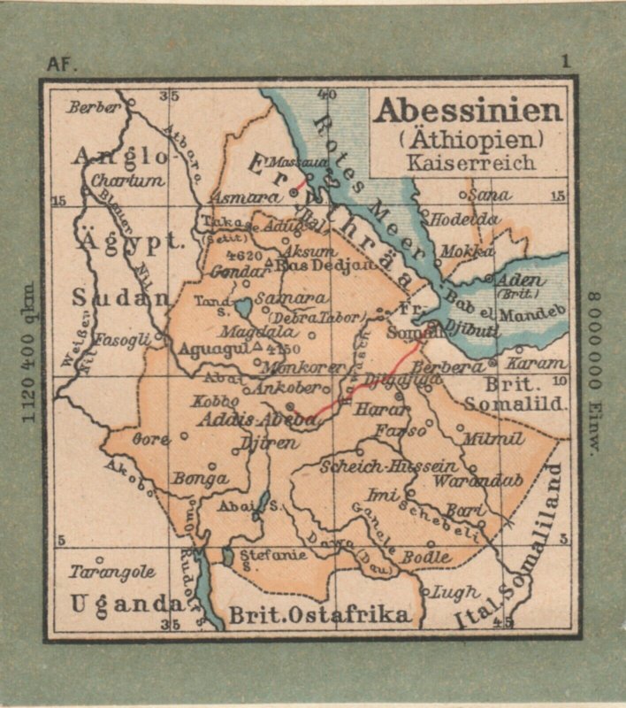 Germany Schaubek Poster Stamp ABYSSINIA Map A6098