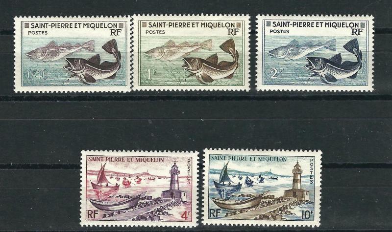 St Pierre & Miq 351-55 Y&T 353-57 MNH VF 1957 SCV $7.65