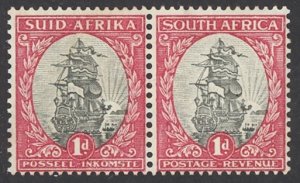 South Africa Sc# 34 MNH pair (b) 1930-1945 1p Jan van Riebeek's Ship