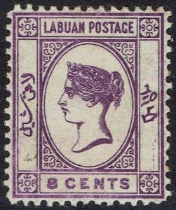 LABUAN 1885 QV 8C WMK CROWN CA REVERSED