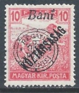 Hungary #6N34 MH 10b Wheat Issue Ovptd. For Romanian Occ. & Bani & Kozt...