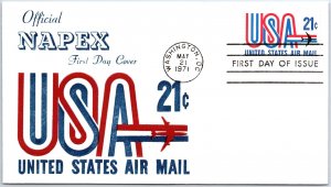 US FIRST DAY COVER AIRMAIL 21c C81 ON OFFICIAL NAPEX '71 CACHET 1971