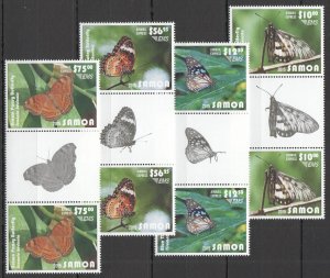 B1499 2015 Samoa Flora Fauna Butterflies Michel 240 Euro Gutter 2Set Mnh