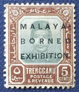 MALAYA-BORNEO EXHIBITION MBE opt TRENGGANU 1922 5c MH SG#50 M5026