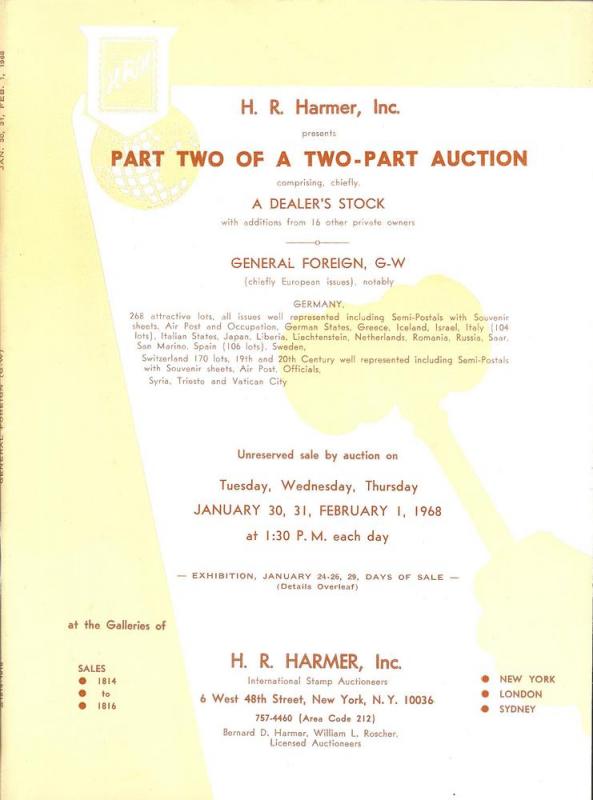 HR Harmer: Sale # 1814-1816  -  Part Two of a Two-Part Au...