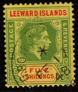 LEEWARD ISLANDS SG112 1938 5/= GREEN & RED/YELLOW FINE USED