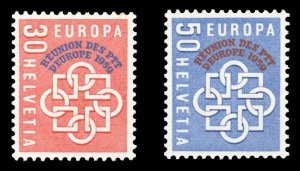 Switzerland #376-377 Cat$40, 1959 European Conference, set of two, never hinged