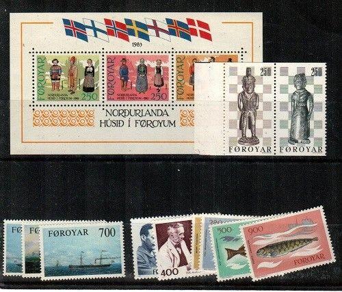 Faroe Islands Scott 90-101 Mint NH (1983 Year Set) - Catalog Value $28.30