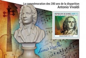 Guinea 2021 MNH Music Stamps Antonio Vivaldo 280th Memorial Composers 1v S/S