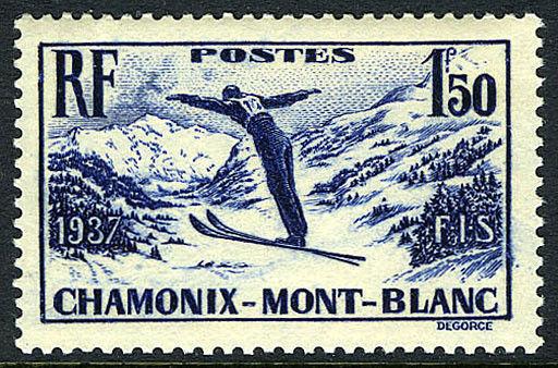 France 322, MNH. Intl. Ski Meet at Chamonix-Mont Blanc, 1937