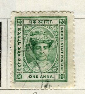 INDIA; HOLKAR 1904 early classic Raja issue fine used 1a. value