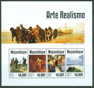 MOZAMBIQUE 2014  REALISM  COURBET MILLET ARKHIPOV LEVITAN  SHEET MINT NH