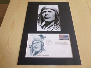 Charles Lindbergh USA FDC Cover and mounted photograph mount size A4