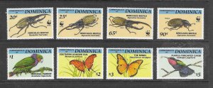 DOMINICA #1647-54 BEETLES, BIRDS BUTTERFLIES WWF MHR