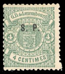 Luxembourg #O41 Cat$175, 1881 4c green, hinged