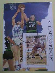 ST.THOMAS STAMP: 1992  BARCELONA'92 BASKET BALL OLYMPIC GAMES -S/S SHEET CTO