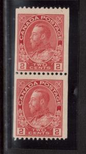 Canada #132 Mint Coil Pair