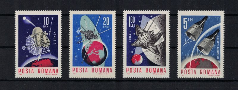 4X  ROMANIA 1966 - Space, satellites/ complete set MNH [CV $40]