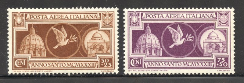 Italy Scott CB1-CB2 Unused HOG - 1933 Holy Year Air Post Semi-Postal - SCV $6.40
