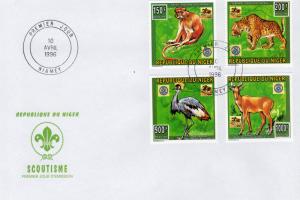 Niger 1996 Sc# 887/890 Scouts/Fauna/Rotary/Fauna Set(4) Perforated FDC