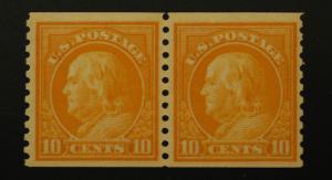 US Scott 497 10c Franklin Coil Pair Genuine NH-OG