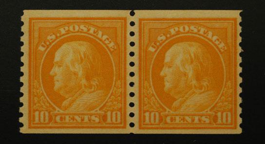 US Scott 497 10c Franklin Coil Pair Genuine NH-OG