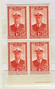 BECHUANALAND; 1947 early GVI Royal Visit issue MINT MHN Inscription BLOCK