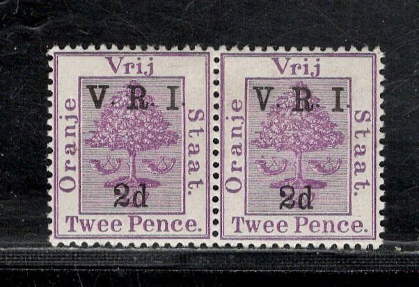 ORANGE RIVER COLONY  SC#46E + 46I PAIR THICK 'V'+NORMAL VF/OG