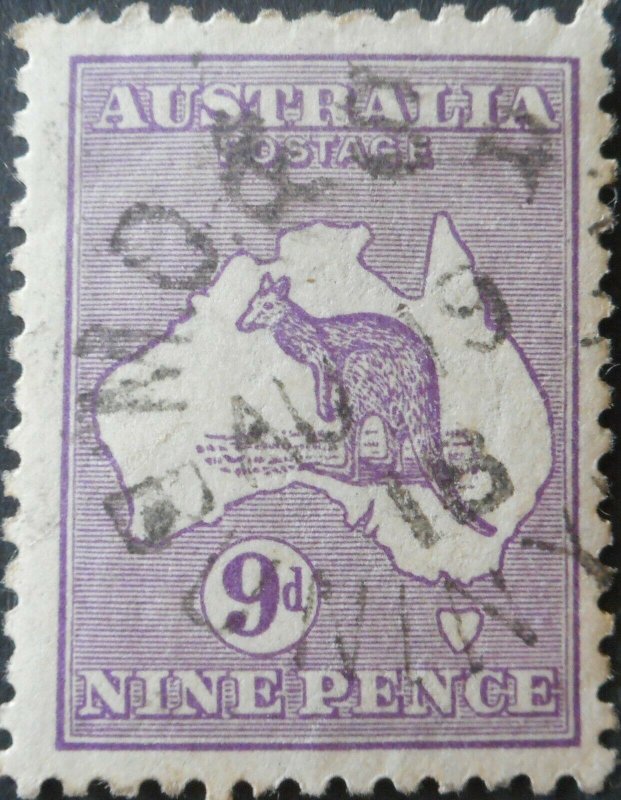 Australia 1916 Nine Pence Kangaroo with M O S B BUNINYONG postmark