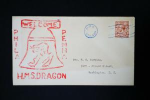 Great Britain H.M.S. Dragon Cover with Stamp # 27 to Washington, D.C.