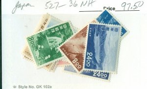 JAPAN #527-36, Mint Never Hinged, Scott $97.50