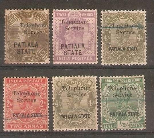 India Fiscal Patiala State Telephone Service Revenue Stamps 6 Diff RARE Inde ...