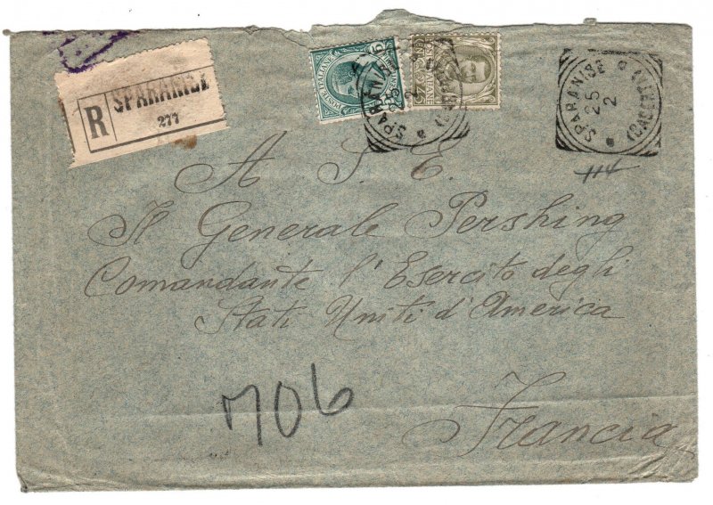 United states italy cover to General Pershing to france