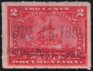 R164 2¢ Documentary Stamp (1898) Used/Date Stamp