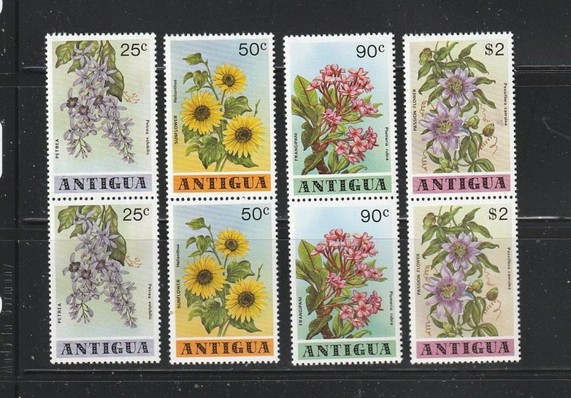 Antigua 519-522 Pairs Set MNH Flowers (B)