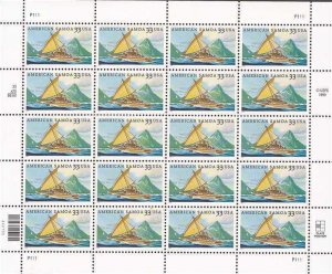 US Stamp - 2000 American Samoa, Canoe - 20 Stamp Sheet Scott #3389