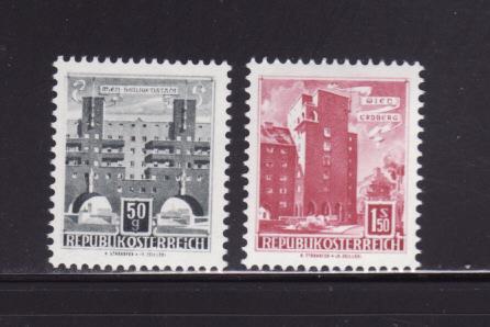 Austria 630A, 630C MNH Buildings (C)