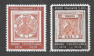 Italy Scott 752-53 MNHOG - 1958 Centenary of Naples Stamps