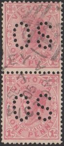 Australia Victoria 1901 Sc#171a 1d Pale rose-red QV Punctured OS USED-Fine-NH.