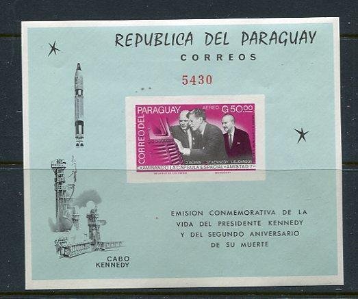 Paraguay 1965 2 Souvenir Sheets Per+Imperf Sc 887-94a note Kennedy USA MNH  6616