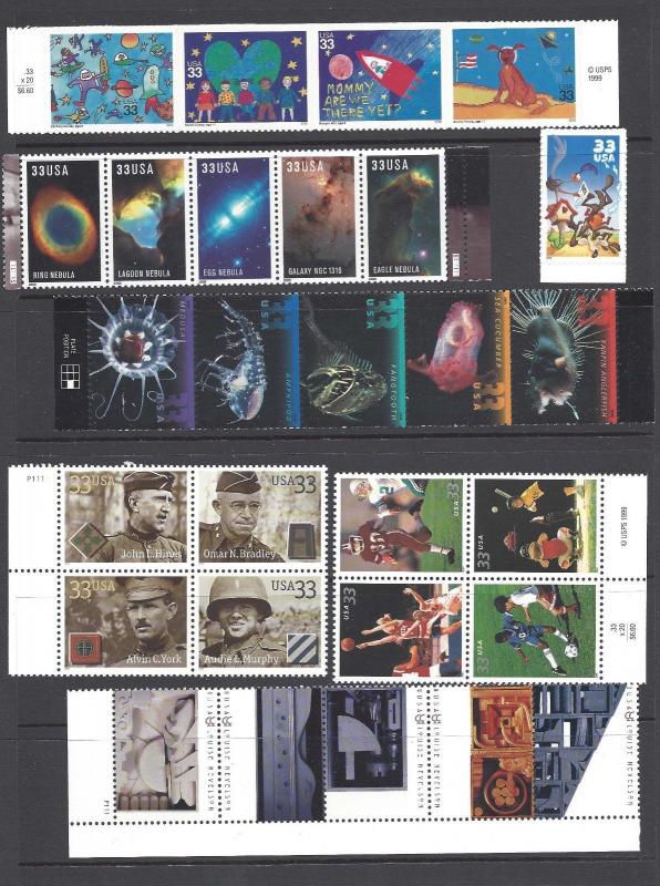 US 2000 Commemorative Year Set with 39 Stamps MNH