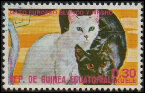 Equatorial Guinea sw977 - Cto - 0.30e White & Black European Cat (1975)