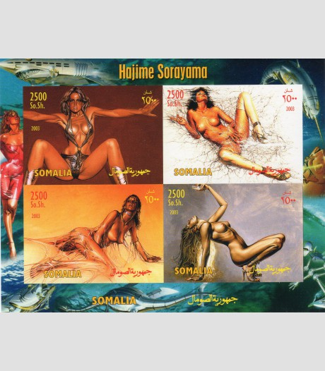 SOMALIA 2003 Hajime Sorayama Pop Art NUDES Sheet (4) Imperforated Mint (NH)