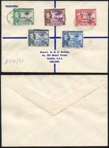 Gambia SG150/154 1938 Part Set on Cover to England 