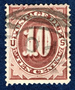 [0961] 1884 Scott#J19 used 10¢ red brown cv :$35 Postage due