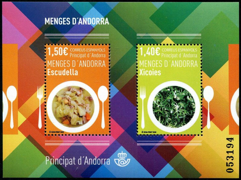 HERRICKSTAMP NEW ISSUES ANDORRA-SPANISH Sc.# 463 Gastronomy S/S