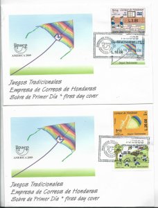 HONDURAS YR. 2009 TRADITIONAL GAMES CHILDREN  4 VALUES 2 FDC AM. UPAEP ISSUE