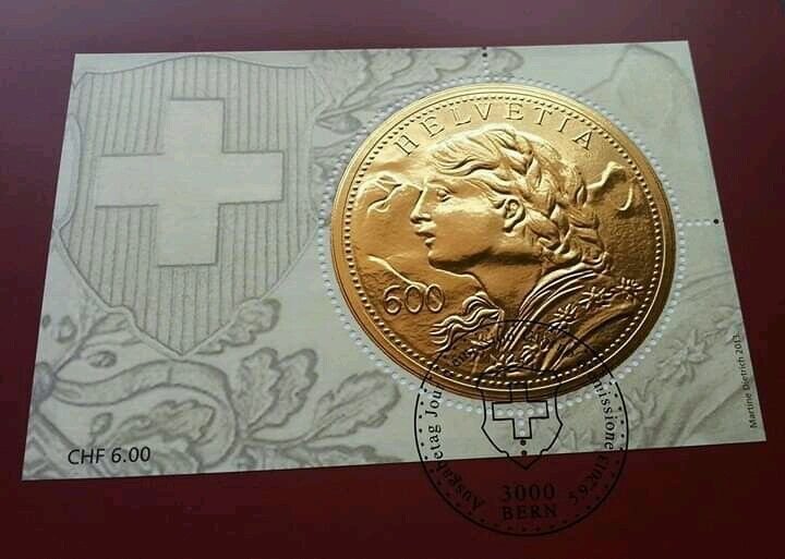 Switzerland Gold Coin 2013 (folder set) *Gold Foil *certificate *emboss *unusual