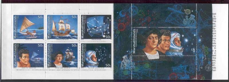 MARSHALL ISLANDS 424a MNH VOYAGES OF DISCOVERY BOOKLET PANE OF 7